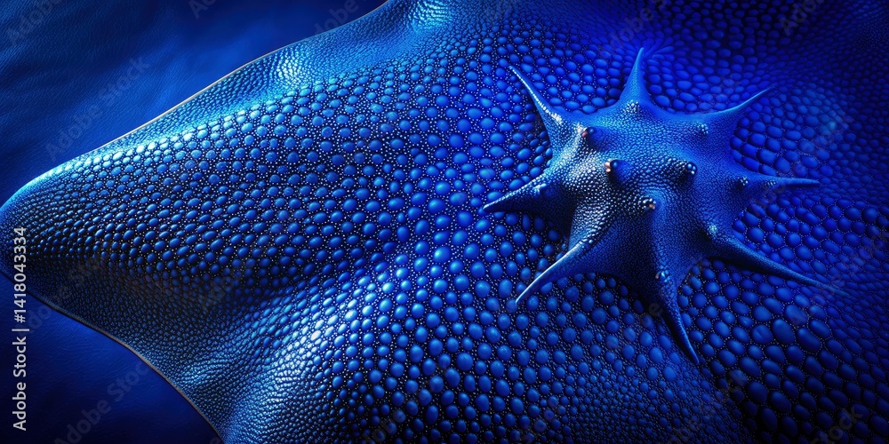 Blue Stingray Leather Texture, Dark Abstract Art Background - High Resolution Image