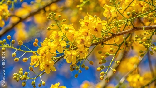 Vibrant yellow blooms unfurl on the palo verde tree branches , yellow flowers