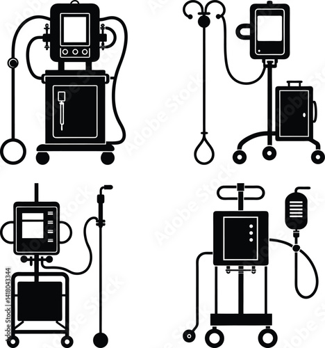 Dialysis Machine silhouette vector