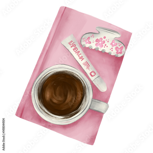 cup of coffee and lip balm