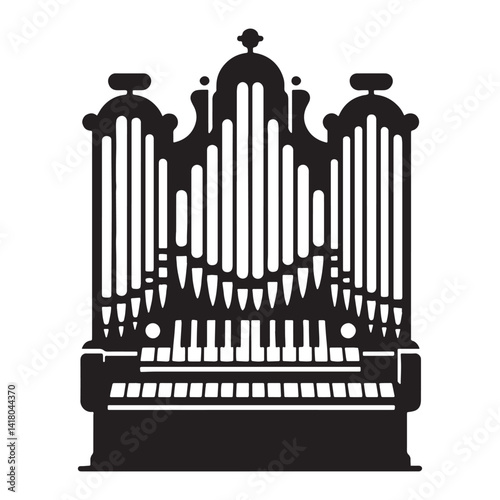 Majestic Organ silhouette, classical grandeur – Organ illustration – Minimalist Organ vector – Musical instrument silhouette


