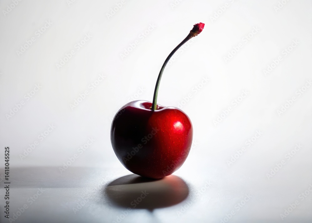 Cherry Silhouette Closeup, White Background - Stunning Macro Photography