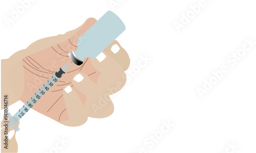 doctor hands holding insulin syringe to inject insulin medicine. Doctor hands making an injection. Vaccination concept,taking insulin to syringe by insulin cartridge 
