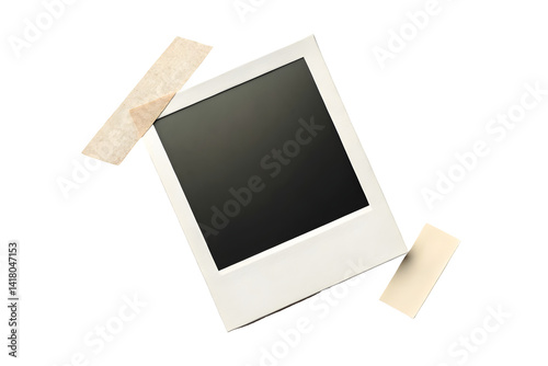 Retro Style Blank Photo with Tape Corners.