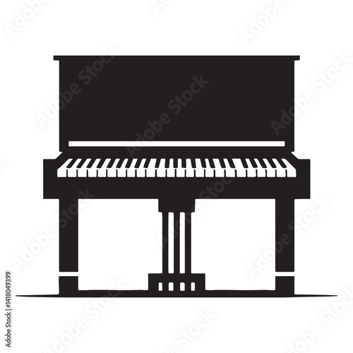 Classical Pianist silhouette, playing with elegance – Piano illustration – Minimalist Piano vector – Musical instrument silhouette

