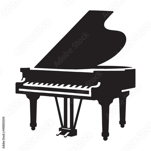 Grand Piano keys silhouette, beautifully aligned sound – Piano illustration – Minimalist Piano vector – Musical instrument silhouette


