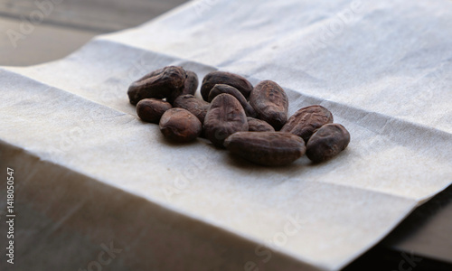 Cocoa beans, close-up view