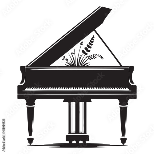Classic Piano silhouette, timeless melody creator – Piano illustration – Minimalist Piano vector – Musical instrument silhouette

