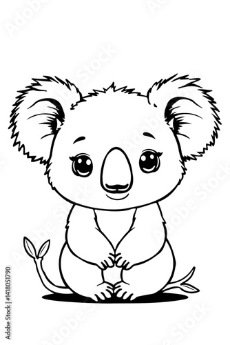 Adorable Koala Bear on a Tree Branch Coloring Page