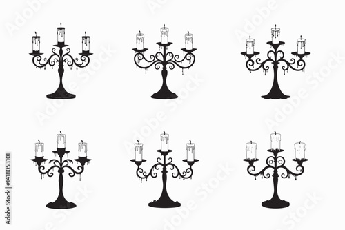 A black silhouette of an ornate candelabrum.