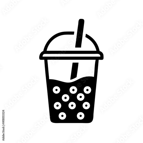 Boba Cup with Straw Icon Representing Tapioca Drink and Bubble Tea