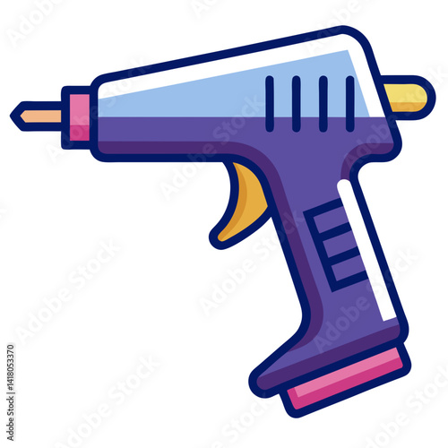 Hot Glue Gun Icon in Modern Flat Vector Style

