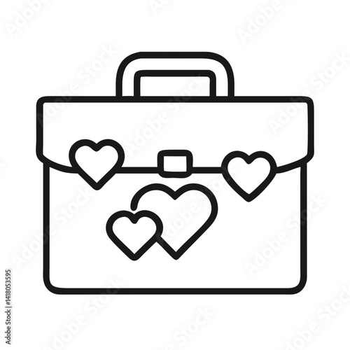 Briefcase with Hearts Icon Representing Passionate Work and Professional Commitment