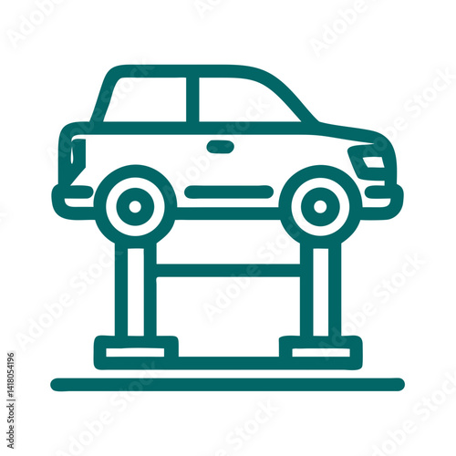 Car on Lift Icon Representing Auto Maintenance and Vehicle Repair Service