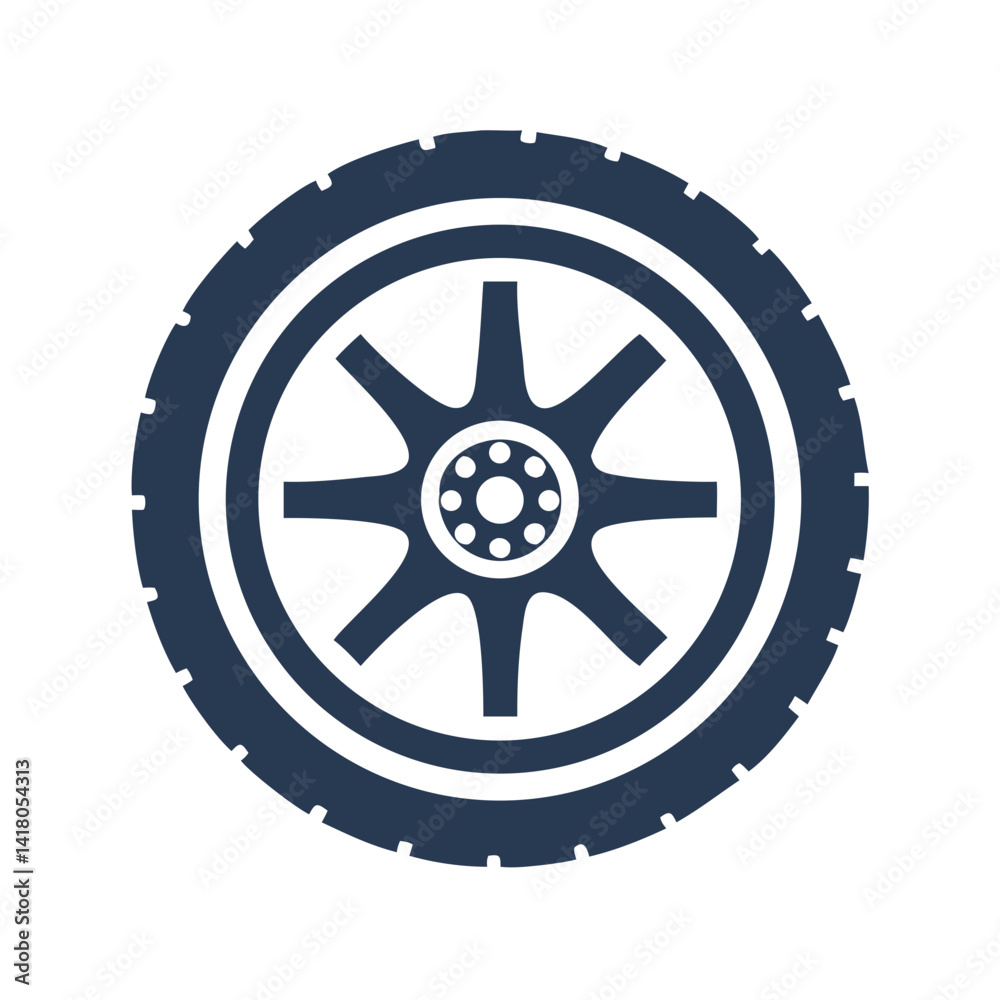 Car Tire Icon Representing Wheel Component and Vehicle Tire Maintenance Car Tire Icon Representing Wheel Component and Vehicle Tire Maintenance
