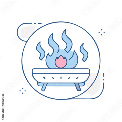 Gas burner with blue flame.