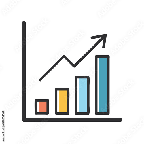 Chart with Growth Bar Icon Representing Business Growth and Financial Performance