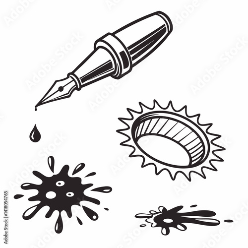 Ink Splash Vector Set Angled Paint Spray Splatter  