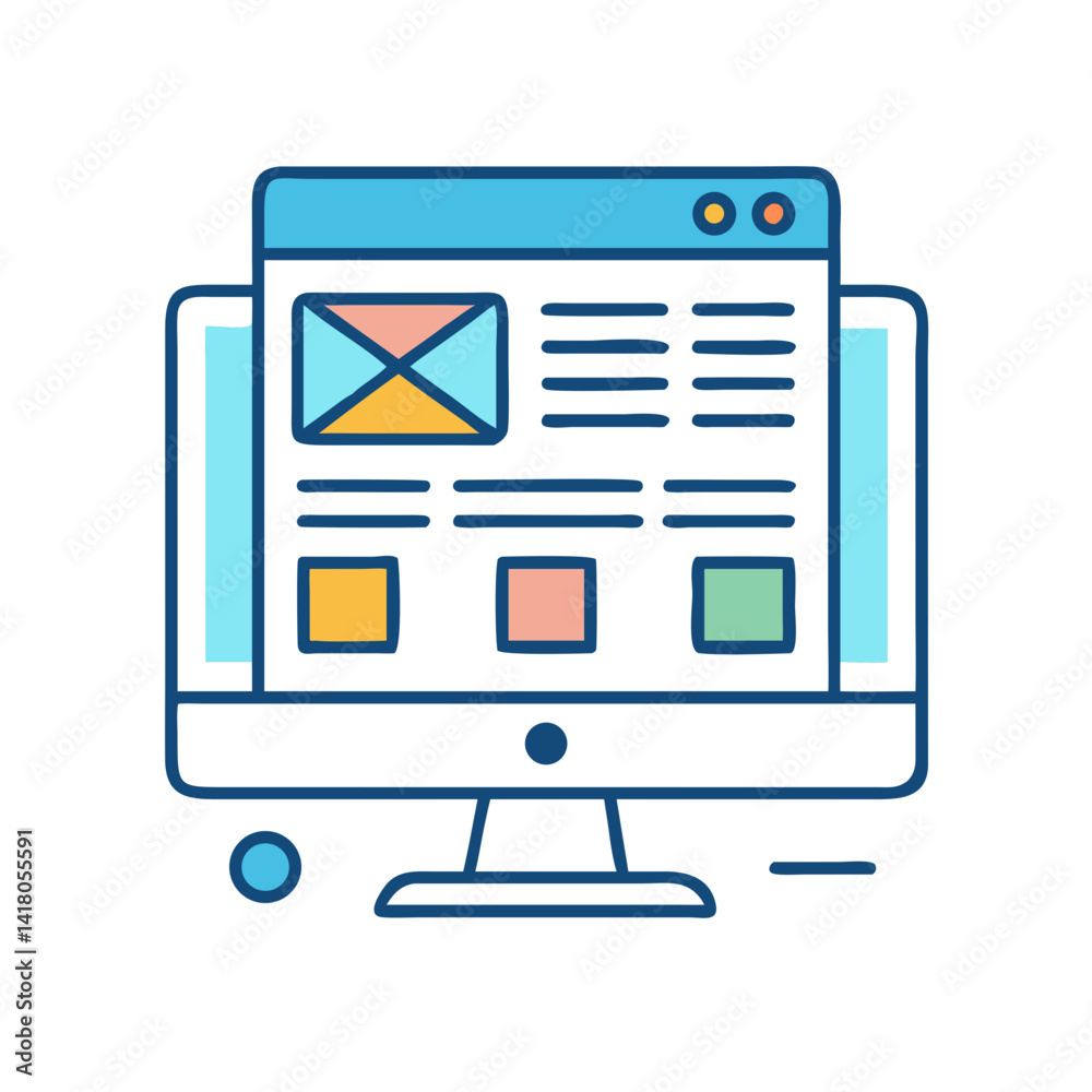 Desktop with UI Elements Icon Representing Web Interface and User Experience Desktop with UI Elements Icon Representing Web Interface and User Experience