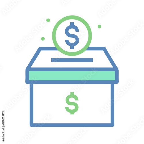 Donation Box Icon Representing Fund Collection and Charitable Contributions