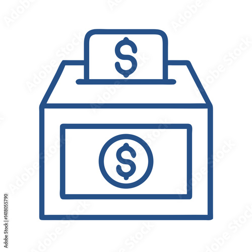 Donation Box Icon Representing Fund Collection and Charitable Contributions