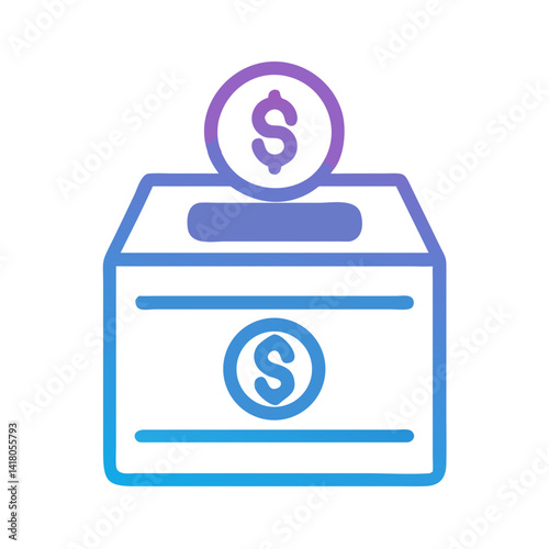 Donation Box Icon Representing Fund Collection and Charitable Contributions