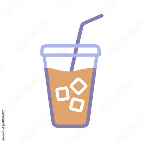 Frosty Drink with Straw Icon Representing Iced Beverage and Refreshing Cold Drink