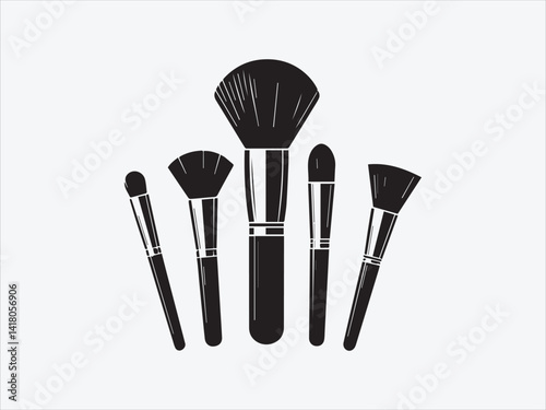 Makeup Brush Silhouette with Soft Bristle Shape for Beauty, Cosmetics, and Skincare