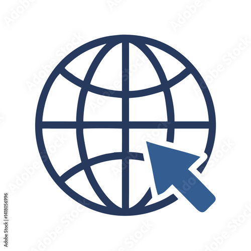 Globe with Pointer Icon Representing Global Business and International Market Reach