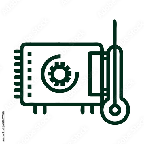 GPU with Thermometer Icon Representing Temperature Monitoring and Graphics Card Cooling