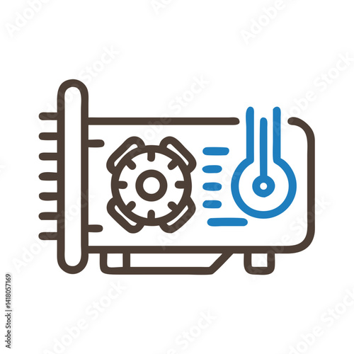 GPU with Thermometer Icon Representing Temperature Monitoring and Graphics Card Cooling