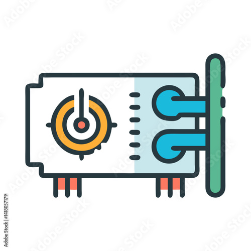 GPU with Thermometer Icon Representing Temperature Monitoring and Graphics Card Cooling