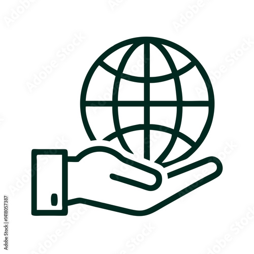 Hand Holding Globe Icon Representing Global Charity and Worldwide Humanitarian Support