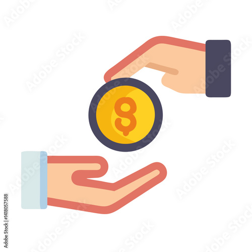 Hand Receiving Coin Icon Representing Donation and Financial Support