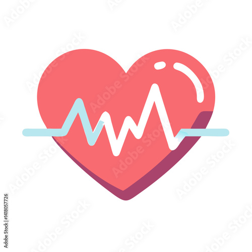 Heartbeat in Heart Icon Representing Medical Support and Cardiovascular Health Monitoring