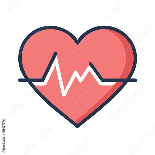 Heartbeat in Heart Icon Representing Medical Support and Cardiovascular Health Monitoring