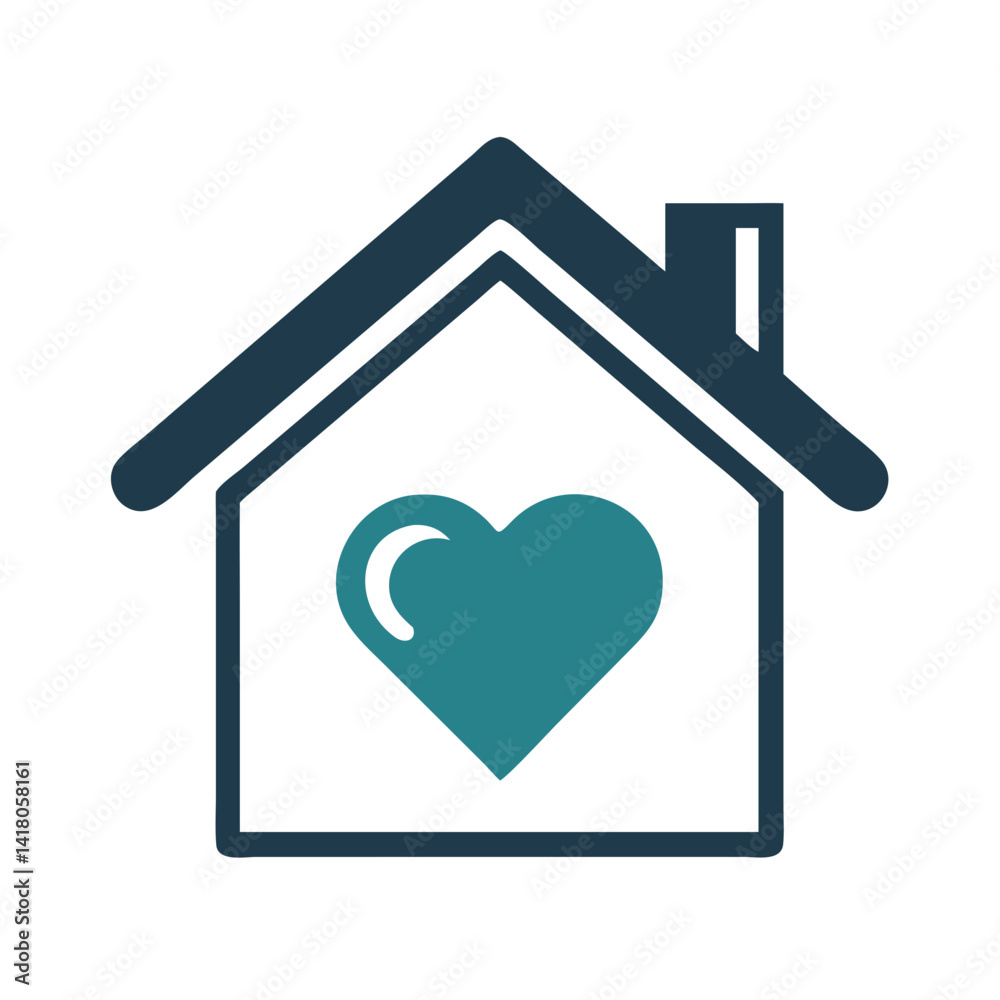 House with Heart Icon Representing Shelter Support and Compassionate Housing Assistance House with Heart Icon Representing Shelter Support and Compassionate Housing Assistance