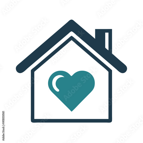 House with Heart Icon Representing Shelter Support and Compassionate Housing Assistance