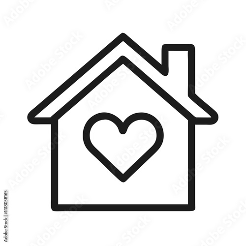 House with Heart Icon Representing Shelter Support and Compassionate Housing Assistance