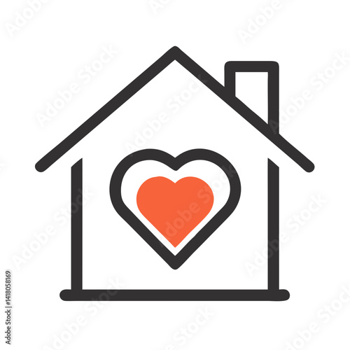 House with Heart Icon Representing Shelter Support and Compassionate Housing Assistance
