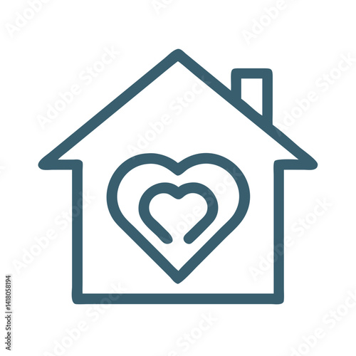 House with Heart Icon Representing Shelter Support and Compassionate Housing Assistance