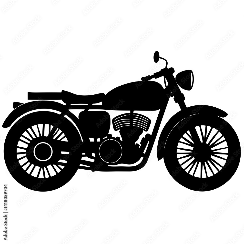 Fototapeta premium Vintage red sport motorcycle vector illustration shows a fast bike with chrome wheels for road transportation