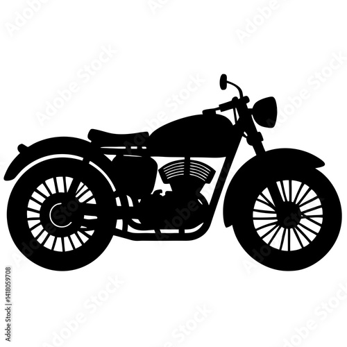 Black motorcycle vector art shows a fast motorbike 