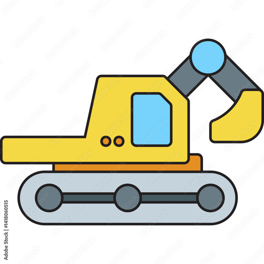 Excavator single vector illustration icon Excavator single vector illustration icon