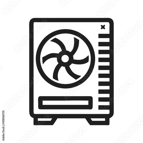 PC Case with Fan Icon Representing Cooling System and Thermal Management Hardware