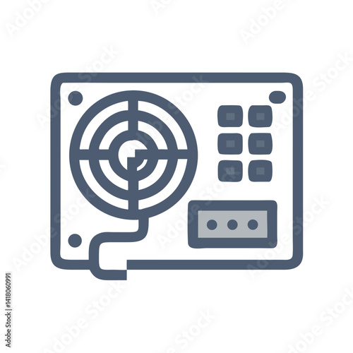 Power Supply Unit Icon Representing PC Power Source and Electrical Hardware Component