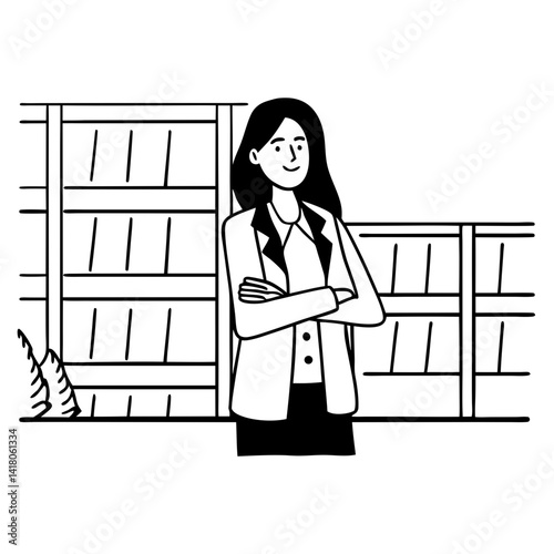 Confident portrait of young middle eastern Israel businesswoman standing with crossed hands at office building. Successful smiling indian or arabic woman in business suit looking aside. Copy space