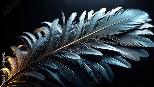 Feathers in dark, dramatic lighting