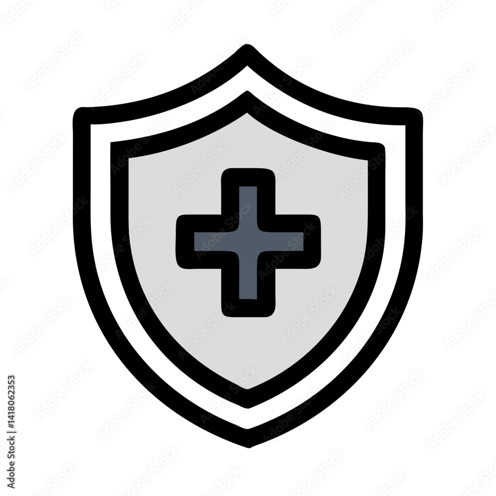 Shield with Cross Icon Representing Health Insurance and Medical Protection Shield with Cross Icon Representing Health Insurance and Medical Protection