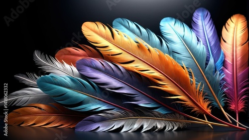 Colorful feather fan
